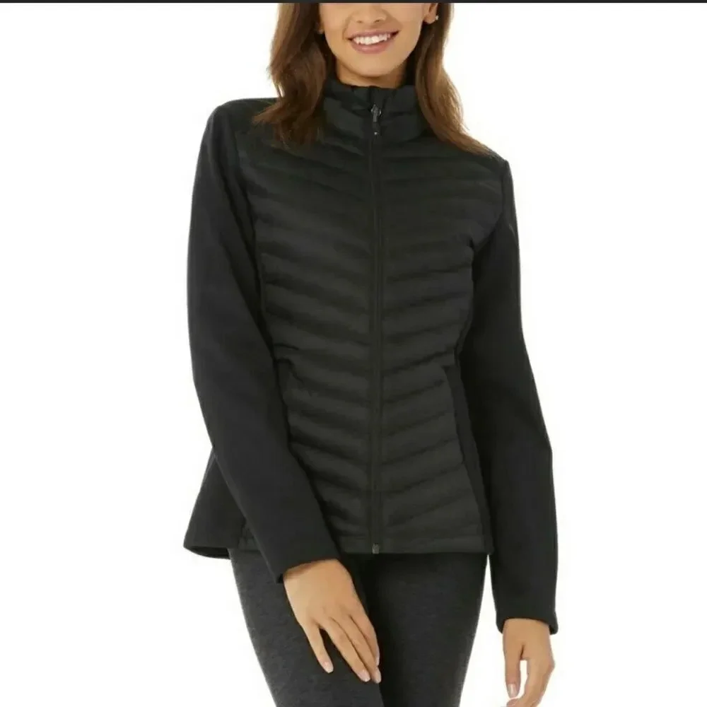 32 Degrees Ladies' Mixed Media Jacket NWOT Black Causal Full Zip Medium